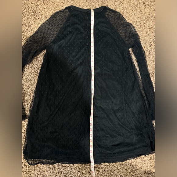 🖤 Black Swing Minidress with Sheer Dot Overlay - Picture 9 of 9